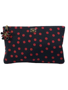 Dolce & Gabbana Dot Pattern Biju Pouch Clutch Canvas Black Red Party Going